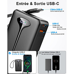 Acheter SANAG Batterie Externe 10000Mah, 22.5W Power Bank Charge Rapide Usb C Input & Output Batterie Portable Avec 3 Ports, Chargeur Externe Avec Cable Intégré Compatible Avec Iphone11/15/12/X/Xr/8/16 Samsung Etc