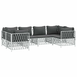 Avis Maison Chic Salon de jardin 6 pcs avec coussins - Table et chaises d'extérieur - Mobilier/Meubles de jardin Moderne blanc acier -MN18900