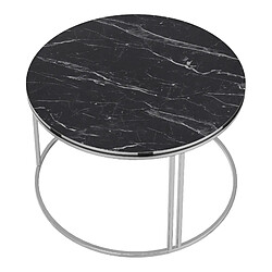 Helloshop26 Table basse ronde 50 x 80 cm marbre noir argent 03_0008425