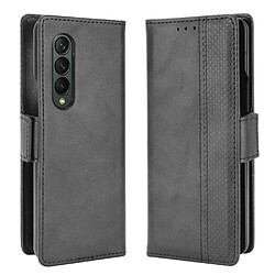 Etui en PU texture rétro à boucle magnétique latérale avec support noir pour votre Samsung Galaxy Z Fold3 5G