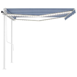 Acheter Maison Chic Auvent automatique | Store banne extérieur | Marquise avec capteur de vent LED 4x3 m Bleu et blanc -MN46521