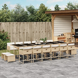 vidaXL Ensemble à manger de jardin et coussins 17 pcs beige