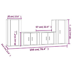 vidaXL Ensemble de meubles TV 4 pcs Blanc brillant Bois d'ingénierie pas cher