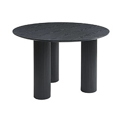 Avis Vente-Unique Table à manger ronde 4 personnes placage frêne - Noir - BURSANA