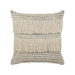 Beliani Coussin IRESINE Coton 45 x 45 cm Géométrique Beige