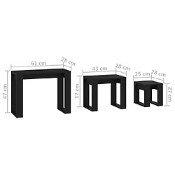 vidaXL Tables gigognes 3 pcs Noir Bois d'ingénierie pas cher