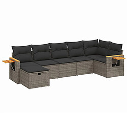 vidaXL Salon de jardin avec coussins 7 pcs gris résine tressée