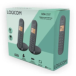 Téléphone fixe sans fil - LOGICOM - DECT ILOA 255T DUO - Noir - Avec répondeur pas cher