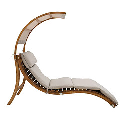 AXI Salina Chaise Longue de Jardin en bois | Bain de soleil avec toit & coussin | Avec toit solaire résistant aux intempéries | Beige