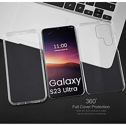 Acheter Htdmobiles Coque pour Samsung Galaxy S23 Ultra 5G - housse etui silicone gel fine 360 integrale (avant et arriere) + film ecran - TRANSPARENT