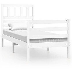 Maison Chic Lit Moderne Chambre - Cadre/structure de lit pour adulte Blanc Bois massif 75x190 cm Petit simple -MN11969