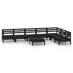 Maison Chic Salon de jardin 8 pcs - Table et chaises d'extérieur - Mobilier/Meubles de jardin Moderne Bois de pin massif Noir -MN94324