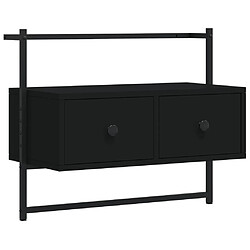 Maison Chic Meuble TV scandinave mural Banc TV suspendu pour salon - noir 60,5x30x51 cm bois d'ingénierie -MN22215