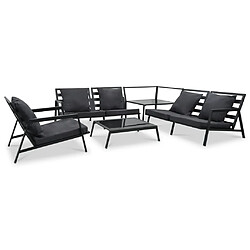 vidaXL Salon de jardin 5 pcs avec coussins Aluminium Gris foncé