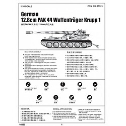 Avis Trumpeter Maquette Véhicule German 12.8cm Pak 44 Waffenträger Krupp 1