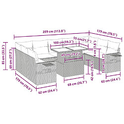 Acheter vidaXL Salon de jardin avec coussins 10 pcs beige résine tressée