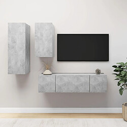 vidaXL Ensemble de meubles TV 4 pcs Gris béton Bois d'ingénierie