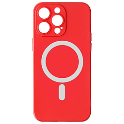 Avizar Coque Magsafe pour iPhone 15 Pro Max Silicone Soft-touch Mag Cover Rouge