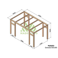 Maderland Pergola en bois lamellé-collé Granada 500 x 300 cm