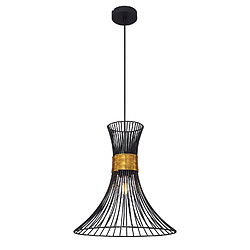 Globo Lighting Suspension design cône Purra - H. 120 cm - Noir et doré