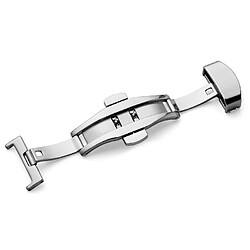 Wewoo Bracelet pour montre connectée Montre-bracelet en cuir avec boucle à papillon acier inoxydable 316double pressiontaille 18 mm argent