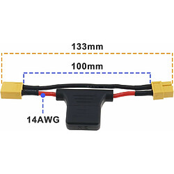 Câble d’extension XT60 mâle à femelle 2 pièces avec fusible 30A et fil de silicone 12AWG - Idéal pour les vélos électriques, les drones RC