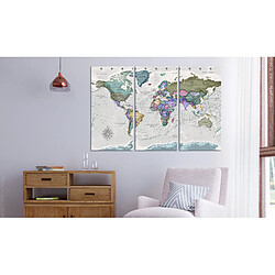 Artgeist Tableau en liège - World Destinations (3 Parts) [Cork Map] 90x60 cm