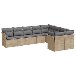 Maison Chic Salon de jardin avec coussins 9 pcs | Ensemble de Table et chaises | Mobilier d'Extérieur beige résine tressée -GKD32117