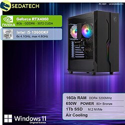 Sedatech PC Gamer ATX Tower • Intel i5-10600KF • RTX4060 • 16Go RAM • 1To SSD M.2 • Windows 11