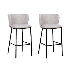 Beliani Tabouret de bar Set de 2 Tissu Gris MINA