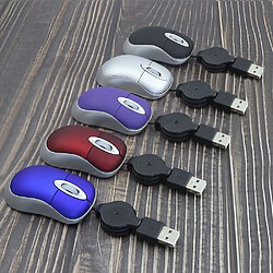 Wewoo Souris Mini d'ordinateur câble USB rétractable optique Ergonomic1600 DPI Portable petites pour ordinateur Noir pas cher