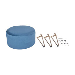 Acheter Mobili Rebecca Rebecca Mobili Tabouret Rembourré Pouf en Velours Bleu pour Salon Chambre à Coucher