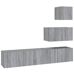 vidaXL Ensemble de meubles TV 4 pcs Sonoma gris Bois d'ingénierie