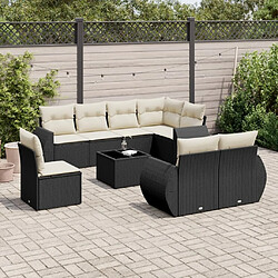 Maison Chic Ensemble Tables et chaises d'extérieur 9 pcs avec coussins,Salon de jardin noir résine tressée -GKD578299