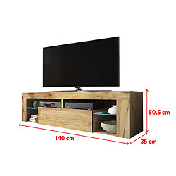 Avis Selsey Meuble tv - BIANKO - 140 cm - chêne lancaster - avec LED