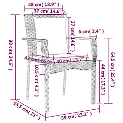 vidaXL Chaises de jardin avec coussins lot de 2 Résine tressée Gris pas cher