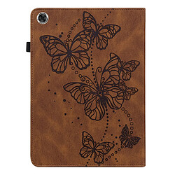 Etui en PU motif papillons antichute avec support marron pour votre Lenovo Tab M8/M8 (2nd Gen) TB-8505/TB-8705/TB-8506