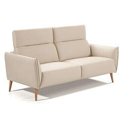 Pegane Canapé de 3 places en tissu couleur Beige - Longueur 188 x Profondeur 90 x Hauteur 103 cm