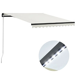 vidaXL Auvent manuel rétractable avec LED 300x250 cm Crème