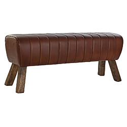 Pegane Banquette rectangulaire en cuir et bois coloris marron - longueur 126 x Profondeur 36 x hauteur 53 cm