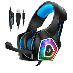 Casque de jeu Casque de basse profonde avec casque bleu LED LED