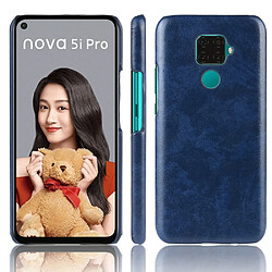 Wewoo Coque Rigide PC + PU antichoc Litchi pour Huawei Nova 5i Pro / Mate 30 Lite bleu