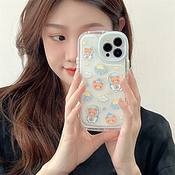 GUPBOO Étui pour iPhone13ProMax Plein écran fleur ours lapin mignon étui pour téléphone portable transparent