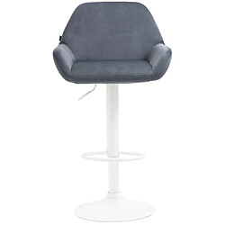 Decoshop26 Lot de 2 tabourets de bar repose-pieds en forme d'arc en métal blanc assise en velours gris foncé 10_0004036