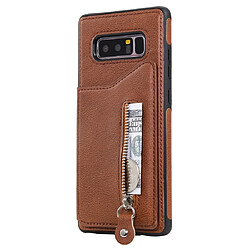 Wewoo Housse Coque Pour Galaxy Note 8 étui de protection antichoc à double boucle de couleur unie solide brun