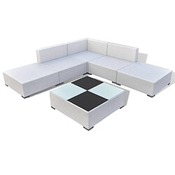 Avis Maison Chic Salon de jardin 6 pcs + coussins - Mobilier/Meubles de jardin - Table et chaises d'extérieur Résine tressée Blanc -MN27517