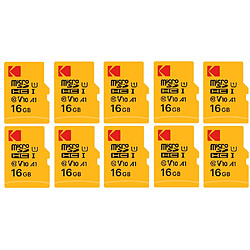 Pack de 10 KODAK Micro SDXC Premium de 16 Go : Vitesse et Fiabilité pour un Stockage Exceptionnel - Noir