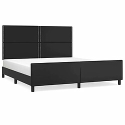 Maison Chic Lit adulte - Cadre Structure de lit avec tête de lit Contemporain Noir 160x200 cm Similicuir -MN83214