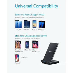 Anker PowerWave Stand - Chargeur sans fil rapide certifié Qi 10W pour Samsung Galaxy S9/8/7/+, compatible standard 5W iPhone XR/Xs Max/XS/X/8/8 Plus, Mate 20 Pro (chargeur mural non inclus)