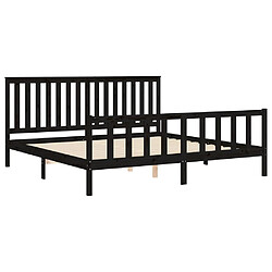 Acheter Maison Chic Lit adulte - Cadre de lit et tête de lit,Structure du lit Contemporain pour chambre noir 200x200 cm bois de pin massif -MN47320